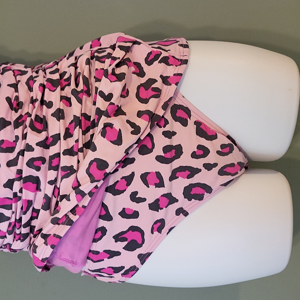 DKNY pink leopard tankini runched top and Bottoms - Picture 7 of 16
